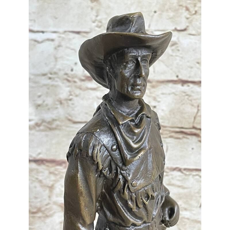 Clic Cowboy By Milo Bronze Sculpture Statue Original Marble Base Figurine Art