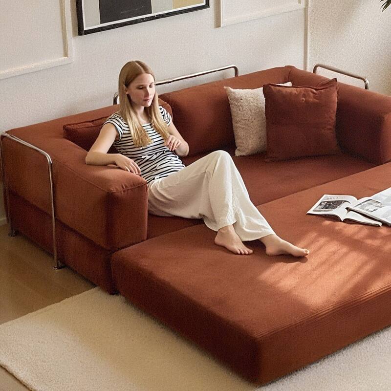 2-in-1 Convertible Modular Sofa Bed, Memory Foam Mattress, No Assembly, Space-Saving for Living Room, Bedroom