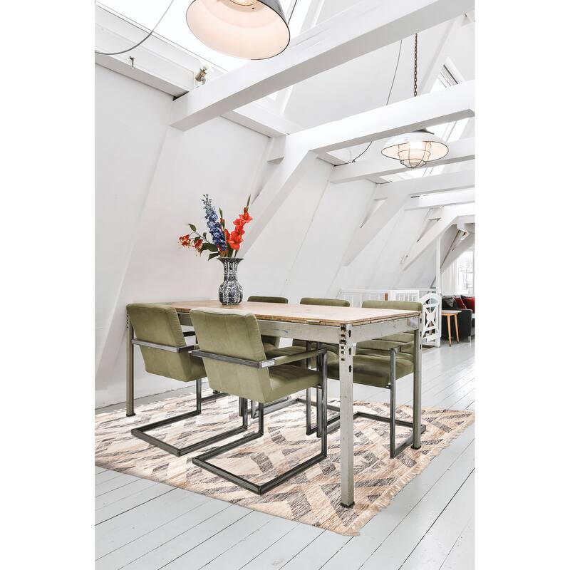 ECARPETGALLERY Flat-Weave Ankara FW Cream Wool Kilim - 5'5 x 7'5