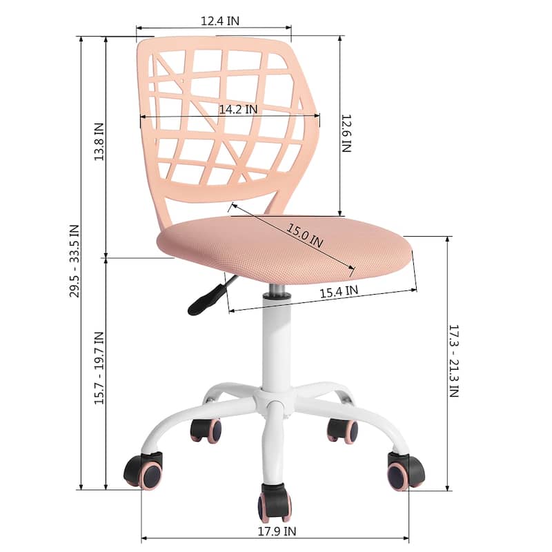 HomyLin Armless Home Office Task Chair Kids Desk Chair Mid-Back