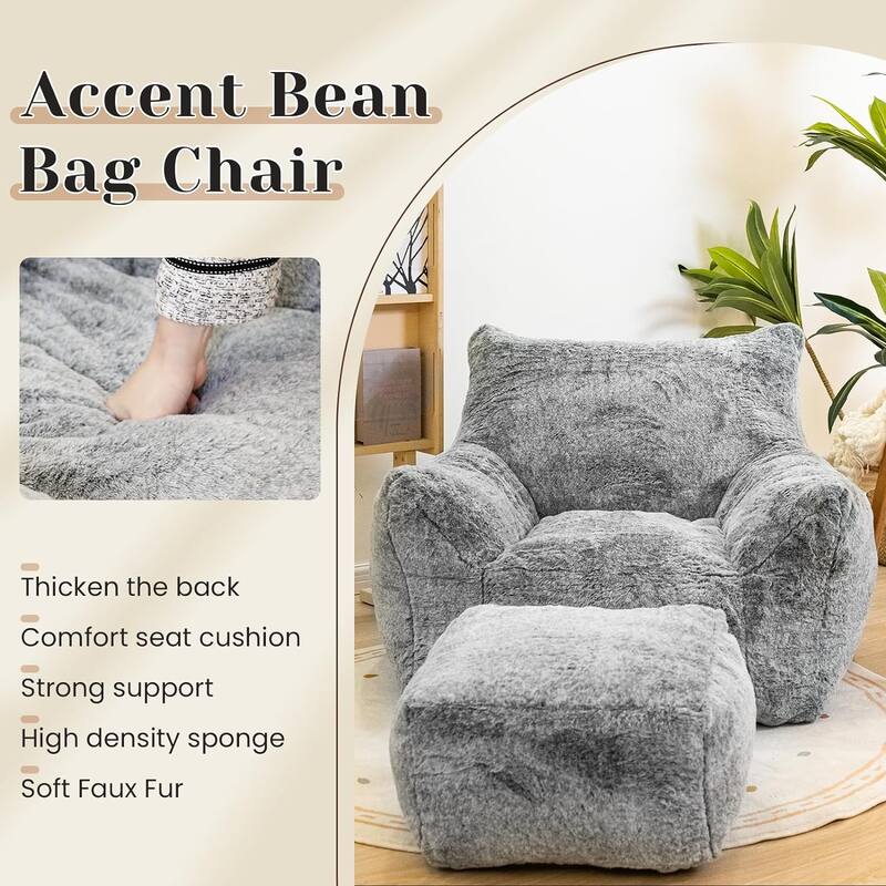 Mieres Fabric Bean Bag Chair with Ottoman