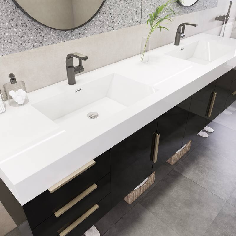 Noble 84" Wall Mounting Vanity with Reinforced Acrylic Double Sink
