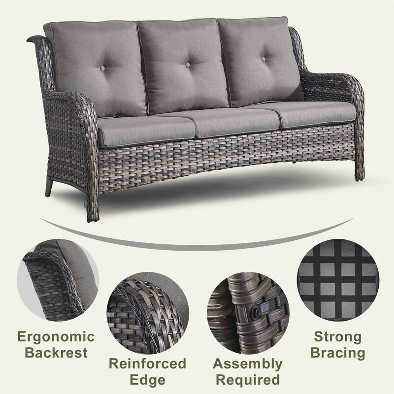 Gymojoy 4-Piece Outdoor Patio Sofa Chair with Coffee Table
