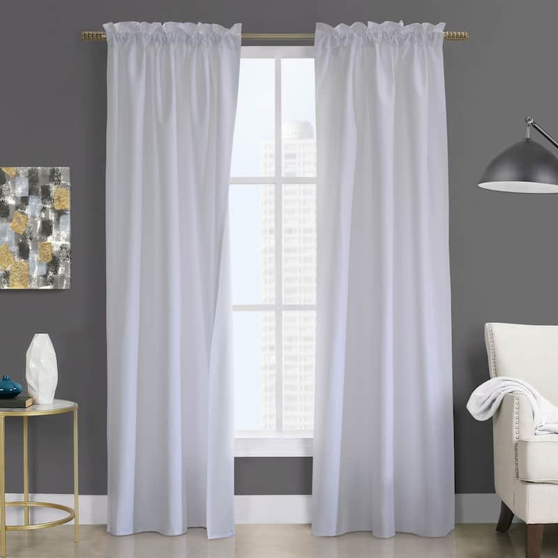 ThermaLogic Prescott Insulated Room Darkening Solid Curtain Panel Pair - 40" x 84" - White