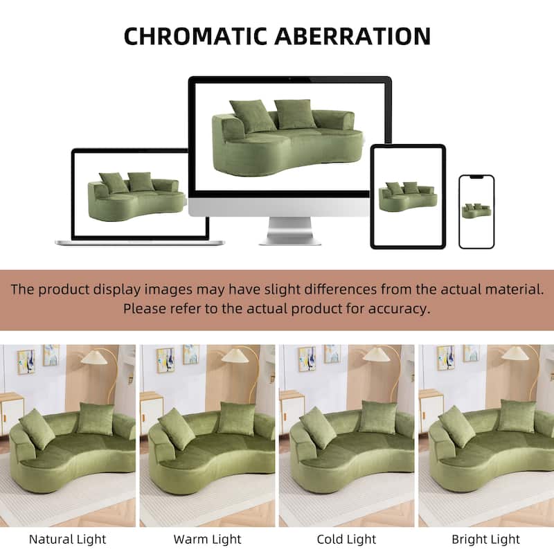 XINMICS 78.74'' Modern Sectional Sofa, 2-Seater Chenille Sofa with 2 Pillows, U-Shape Foam Sofa No Assembly Required