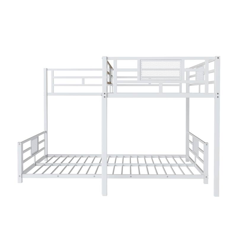 L-Shaped Twin Over Full Metal Bunk Bed in White