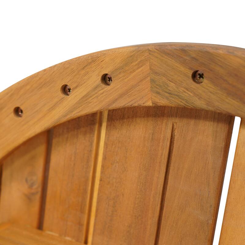 Roomfitters Acacia Wood Outdoor Side Table with Round Slatted Surface, Modern Patio Accent for Any Seating Area, Teak