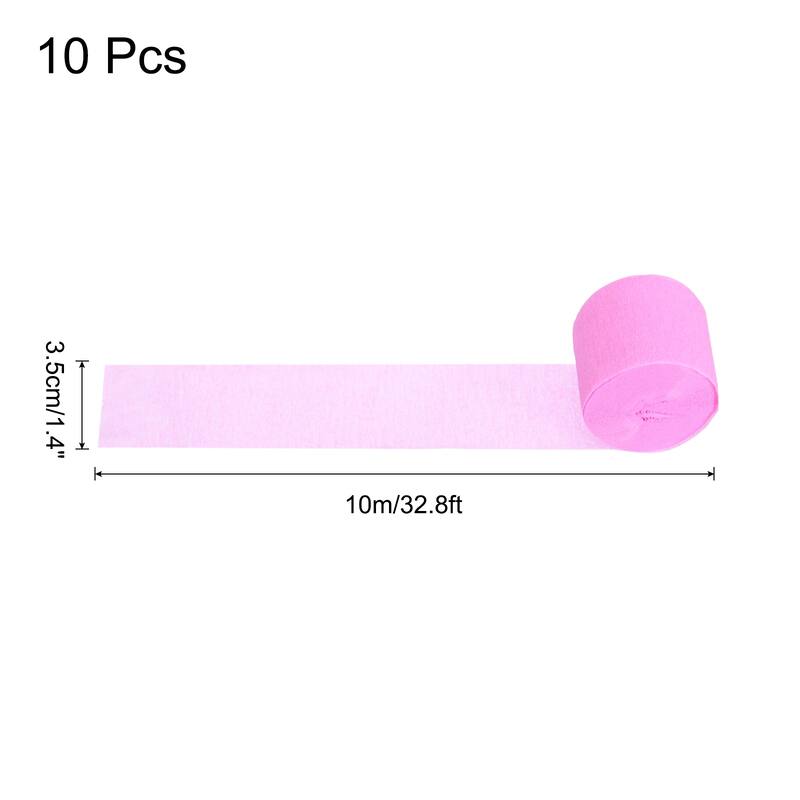 Crepe Paper Streamers 10 Rolls for Decoration - Pink - 1.4 in x 32.8 Ft/Roll
