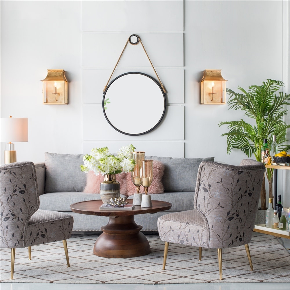 On-trend Hanging Round Mirror with Black Framed and Rope Strap