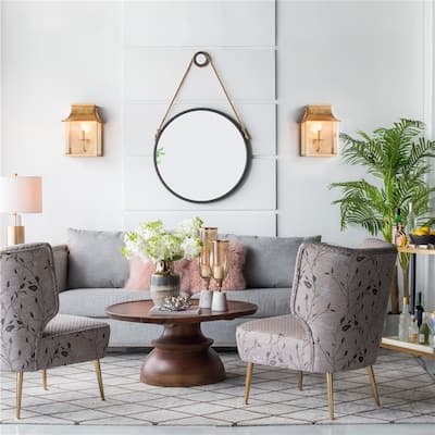 On-trend Hanging Round Mirror with Black Framed and Rope Strap