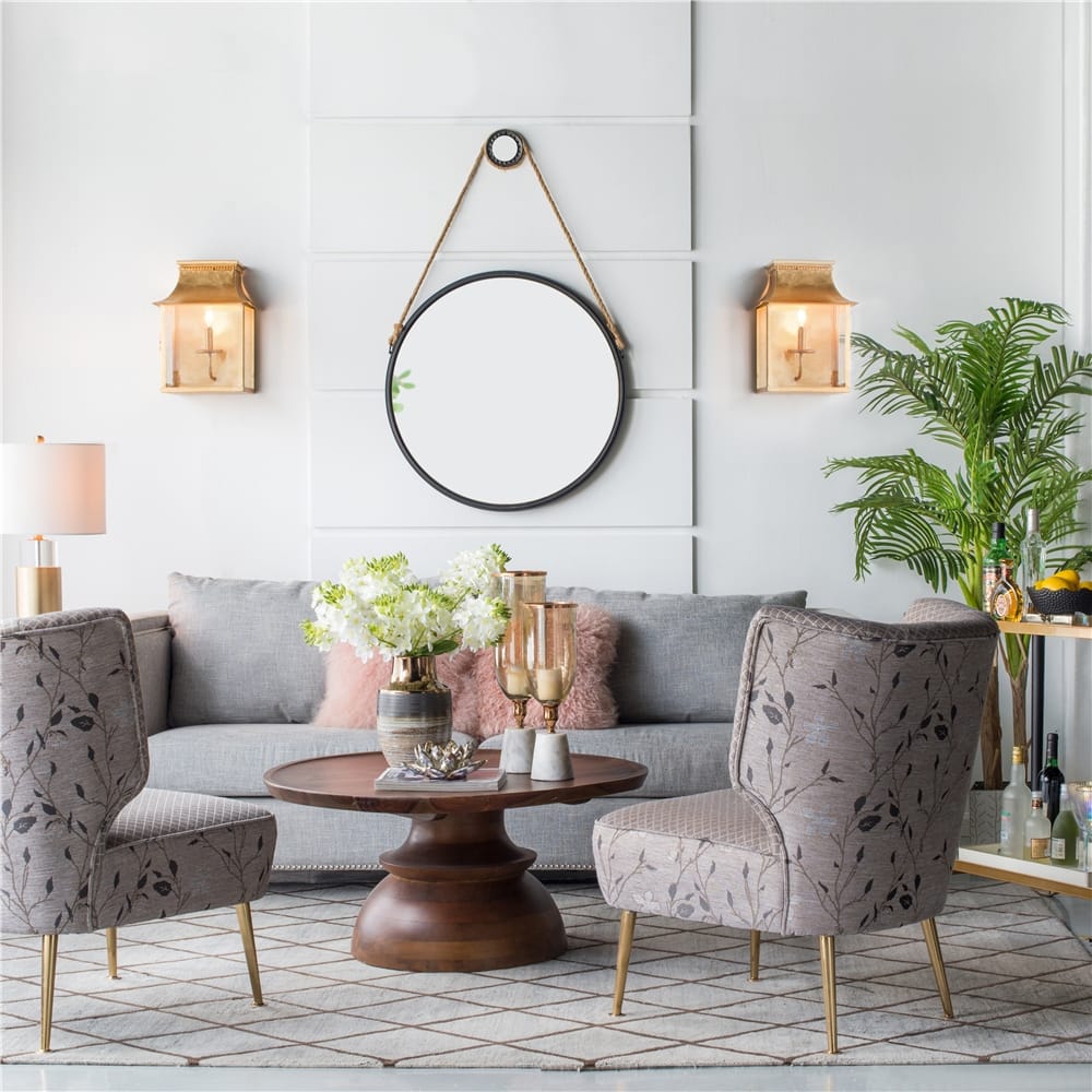 On-trend Hanging Round Mirror with Black Framed and Rope Strap
