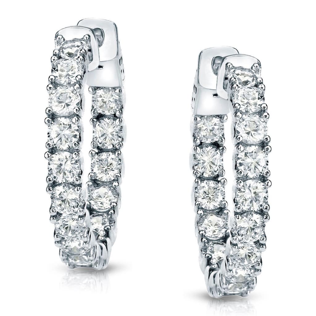 Auriya 14k Gold 3 carat TW Medium Inside-Out Diamond Hoop Earrings - 0.86-inch (J-K, I1-I2)