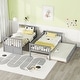preview thumbnail 2 of 8, Twin Over Twin Wooden Bunk Bed with Twin Size Trundle & Safety Rail, Convertible to 2 Platform Bedframe for Kids Teens Bedroom