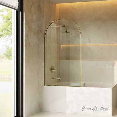 Porte 34 X 58 Framed 3/8 In. (10Mm) Clear Tempered Glass Tub Door With Brushed Gold Frame - 34 x 58
