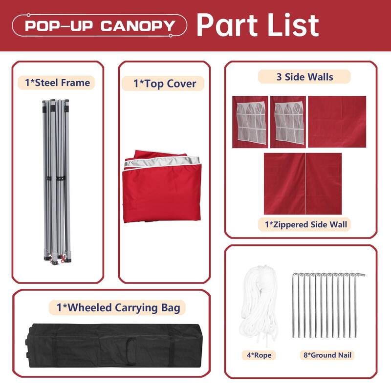 Ainfox 10x10 Ft Outdoor Pop-up Canopy Tent with Removable Sidewalls