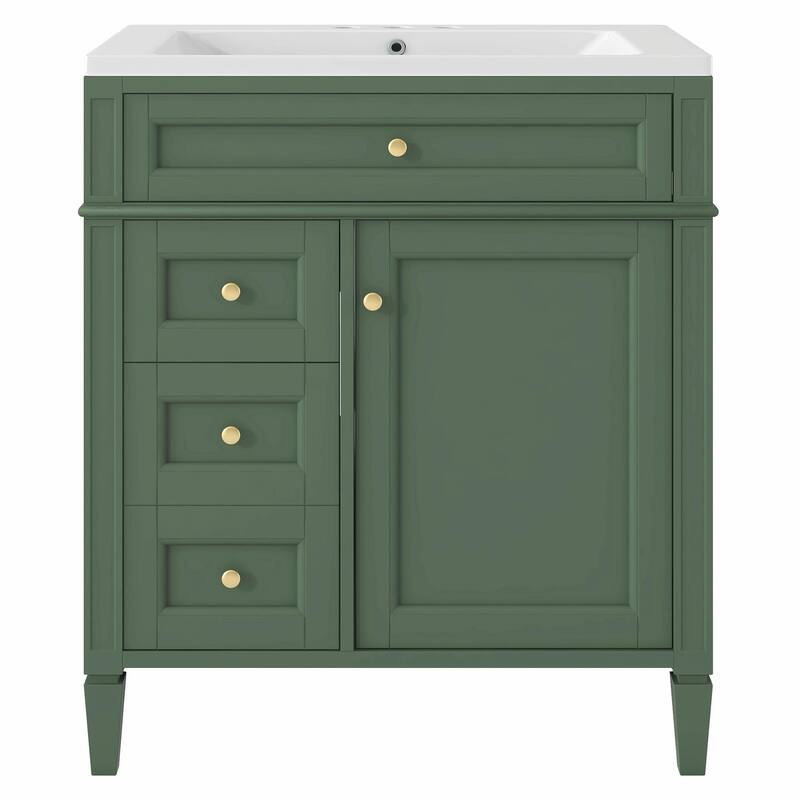 30'' Modern Bathroom Vanity with Top Sink, 2 Drawers and Tip-out Drawer