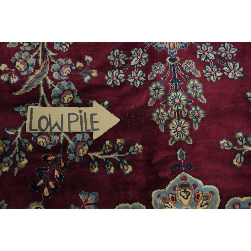 Hand Knotted Oriental 100% Wool Carpet Traditional Floral Red Kerman Area Rug - 19' 4'' X 12' 9''