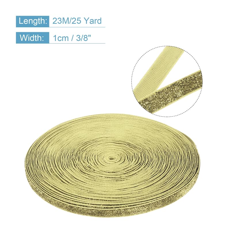 Metallic Glitter Velvet Ribbon 3/8 "x 25 Yard for Gift Wrapping - Light Gold