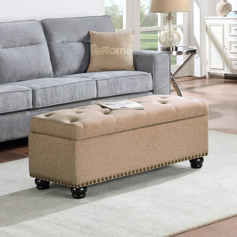 Convenience Concepts Designs4Comfort 9th Avenue Storage Ottoman Bench - Tan Fabric