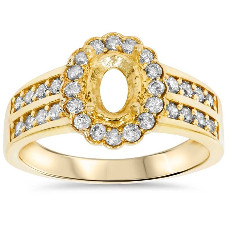 3/8ct Oval Shape Diamond Gold Engagement Ring Setting