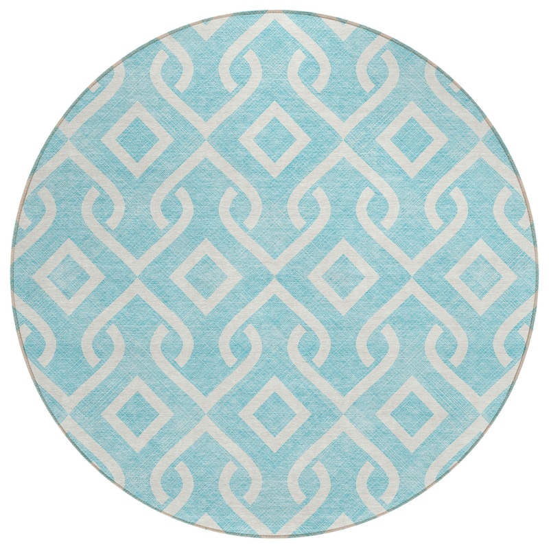 Machine Washable Indoor/ Outdoor Chantille Trellis Scroll Rug