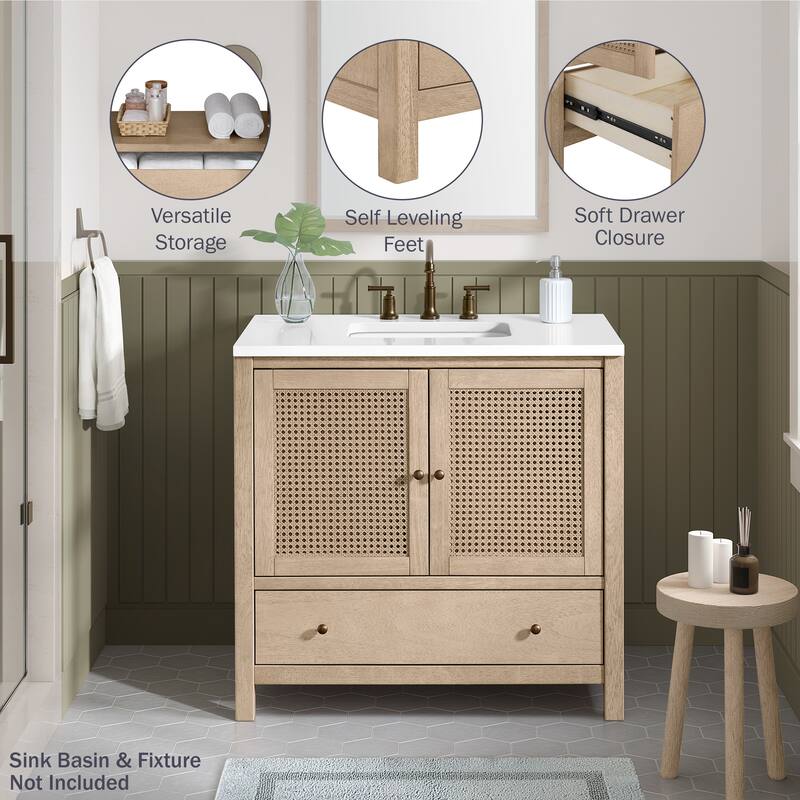 Alaterre Furniture Lucca 36 Inch Bathroom Vanity Without Sink