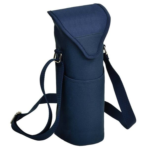 slide 1 of 1, Picnic at Ascot Insulated Wine/Water Bottle Tote w/ Shoulder Strap - Navy Blue