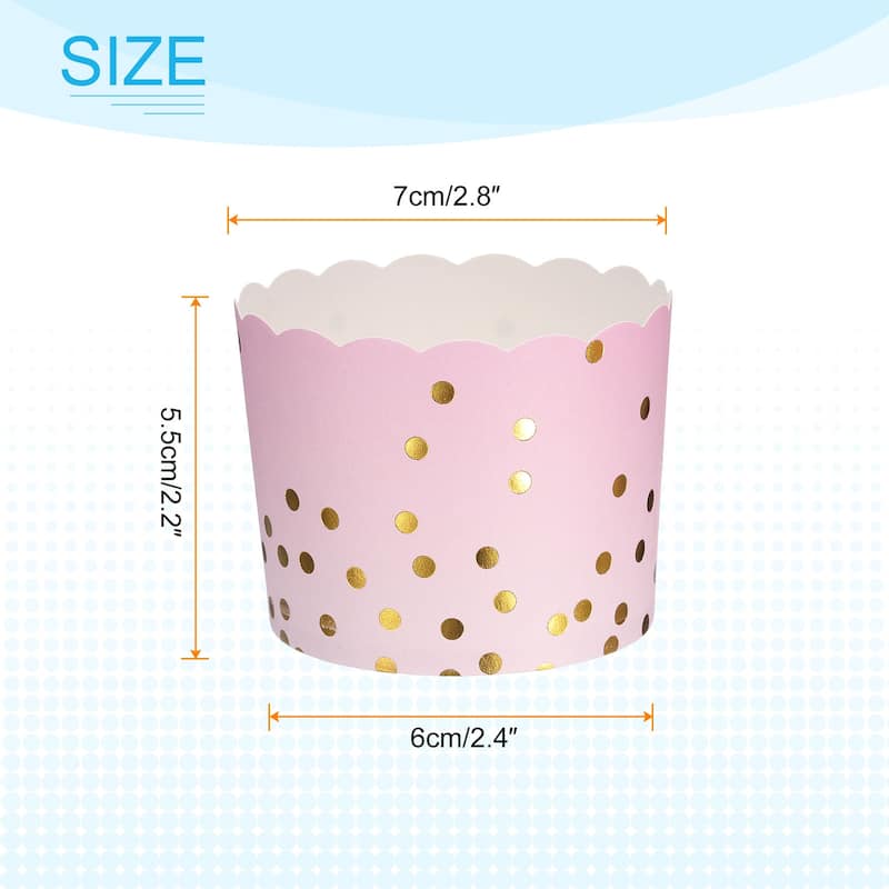 100Pcs Paper Baking Cups 6oz Cupcake Scalloped Muffins Liners - Gradient Pink