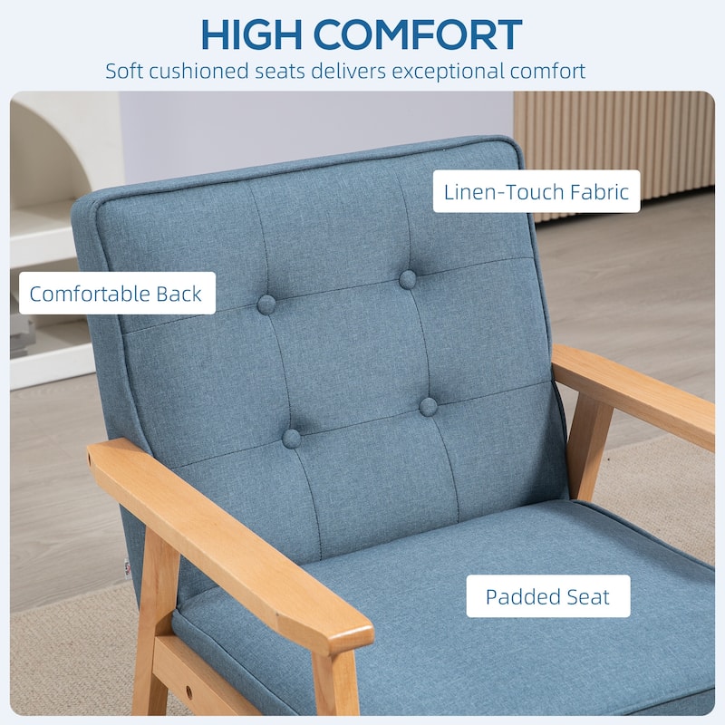 Accent Arm Chair With Upholstered Tufted Back - Blue