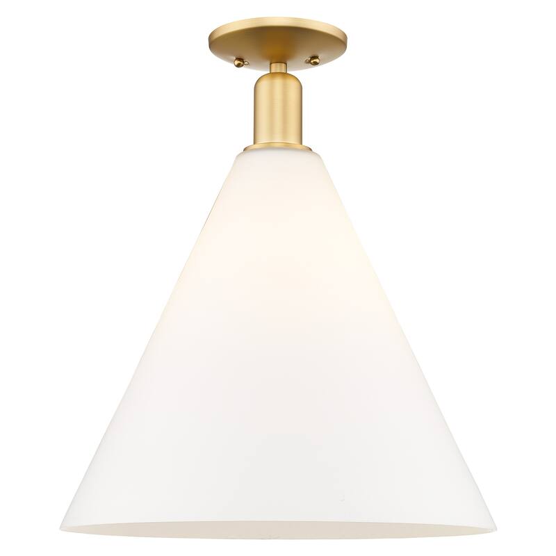 Innovations Lighting Endless Possibilities Arcadia - Berkshire Glass - 1 Light 16" Semi-Flush Mount - Satin Gold/Matte White