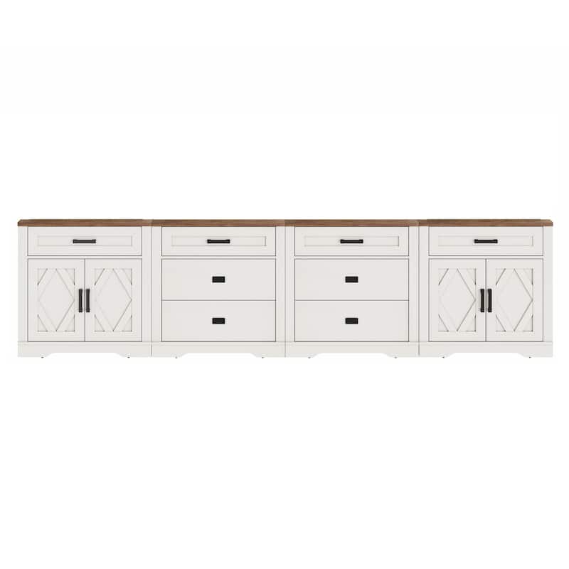 Large TV Stand,3/4-in-1 Farmhouse TV Console Table with Storage Barn Door Cabinet