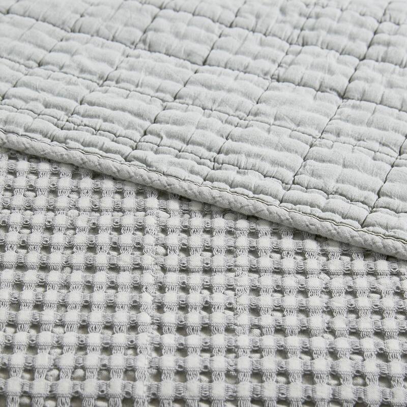 Mills Waffle Grey Full/Queen Quilt Set - Levtex Home