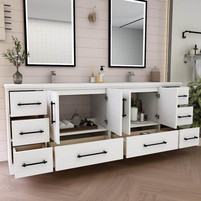 Victoria 84'' Freestanding Vanity with Double Reinforced Acrylic Sink - 83.5