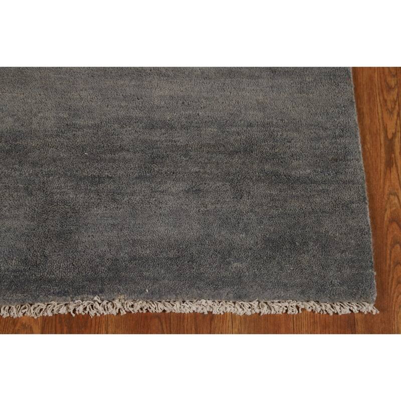 Gray Modern Gabbeh Oriental Runner Rug Handmade Wool Carpet - 3'4"x 6'6"