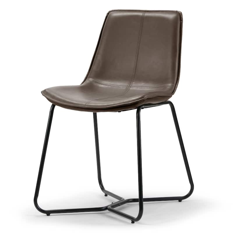 Set of 2 Amery Iron Frame Vintage Brown Faux Leather Dining Chair