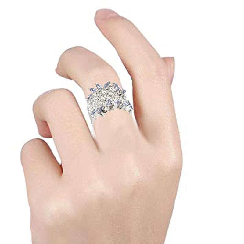 925 Sterling Silver Tanzanite Cluster Ring