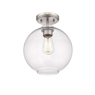 1 Light Mini Bubble Glass Semi-Flush Light in Nickel