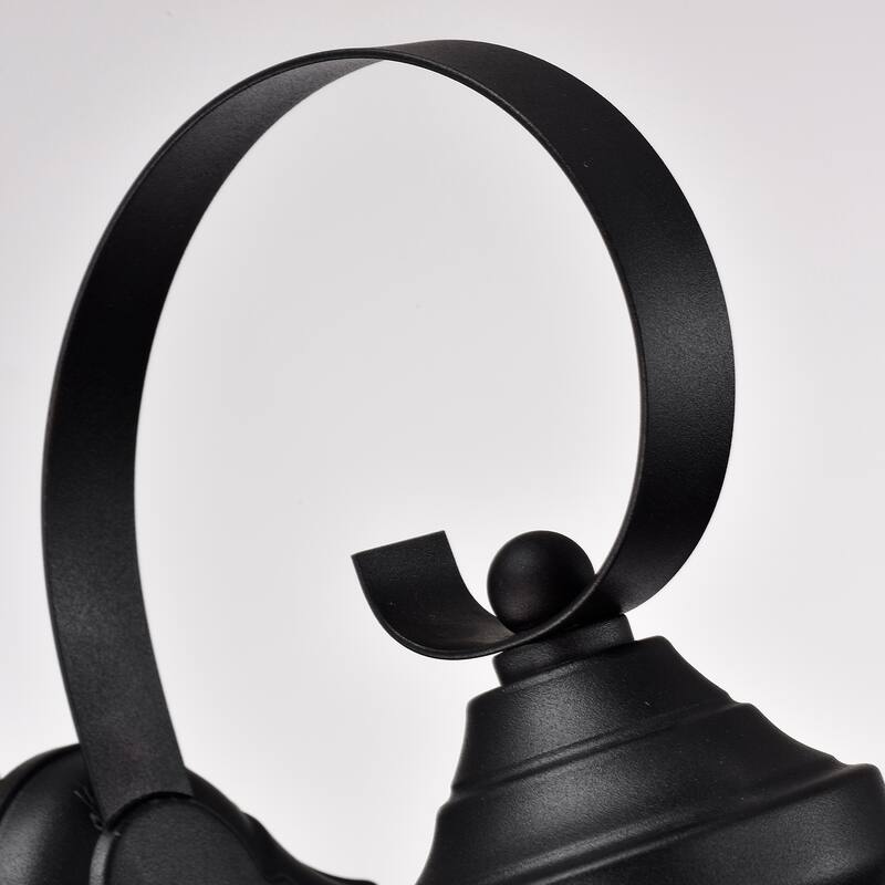 1-Bulb Black Outdoor Wall Lantern Sconce with Seeded Glass
