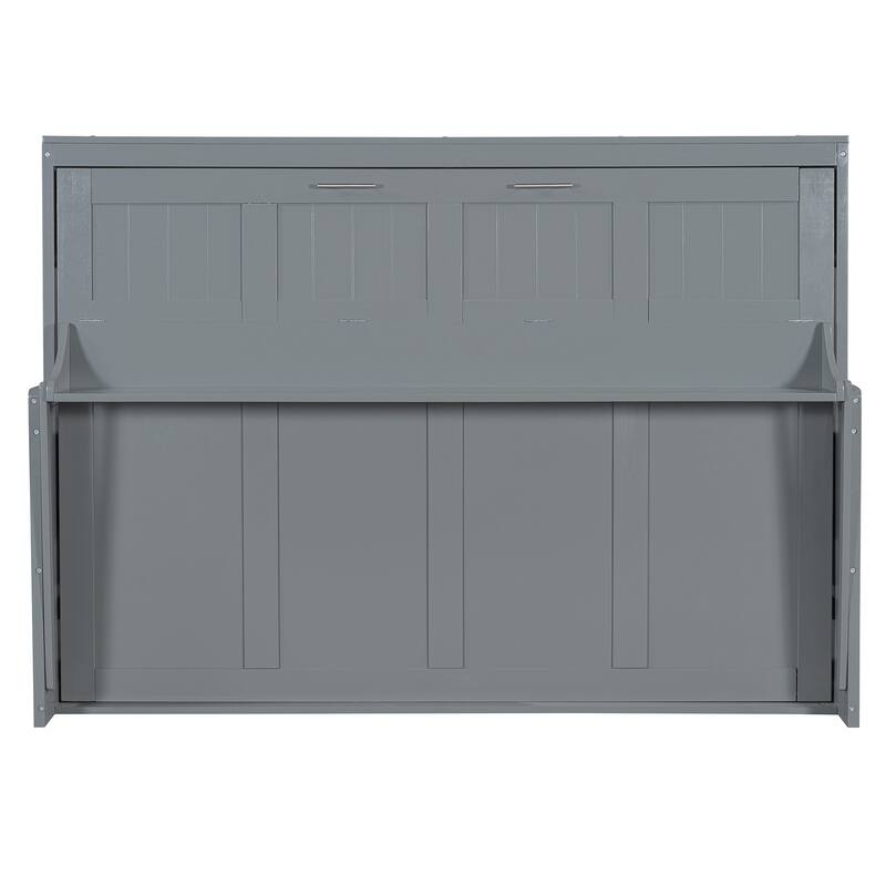 Full Murphy Bed with Hydraulic Lift, Folding Desk, and Built-In Storage - Space-Saving Solution for Modern Living