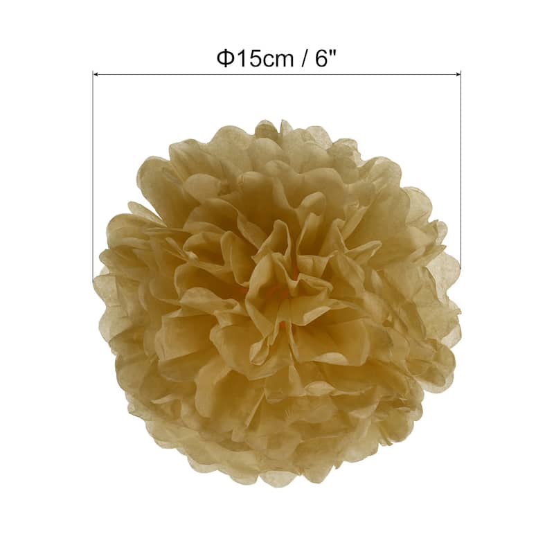 10Pcs 4" Tissue Pom Poms Paper Flowers Ball Party Wedding Decor - Khaki - 6"