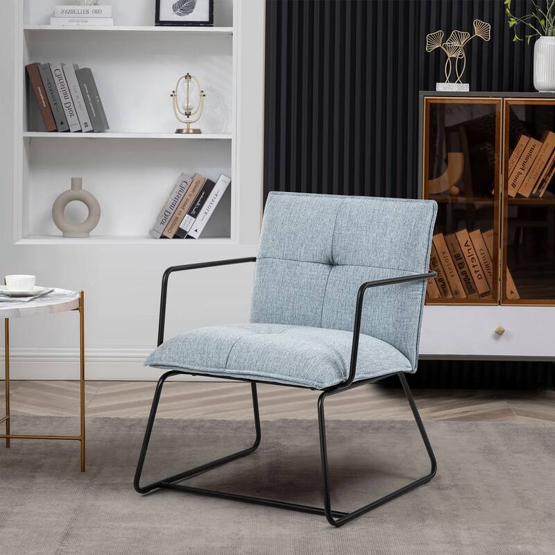 Linen Upholstered Accent Chair Armchair with Metal Frame - 31.5"H x 25.87"W x 19.3"D
