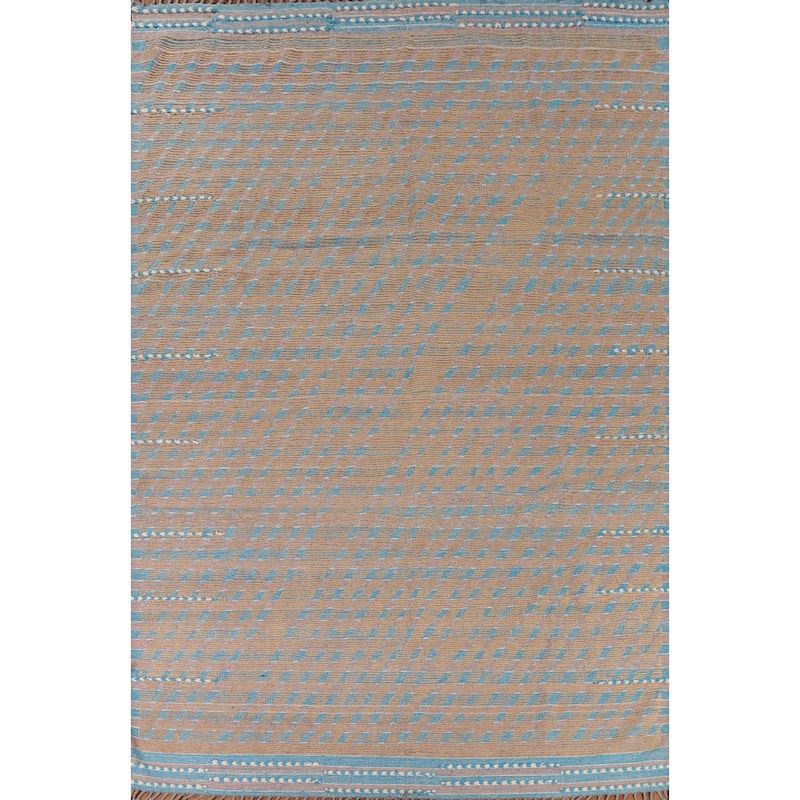 All-Over Striped Moroccan Oriental Area Rug Handmade Wool Carpet - 8'10" x 12'7"