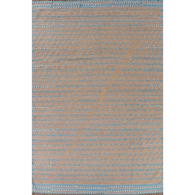 All-Over Striped Moroccan Oriental Area Rug Handmade Wool Carpet - 8'10" x 12'7"