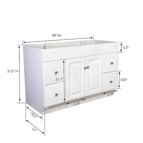 Wyndham 48Inch Bathroom Vanity Without Top in White Bed Bath