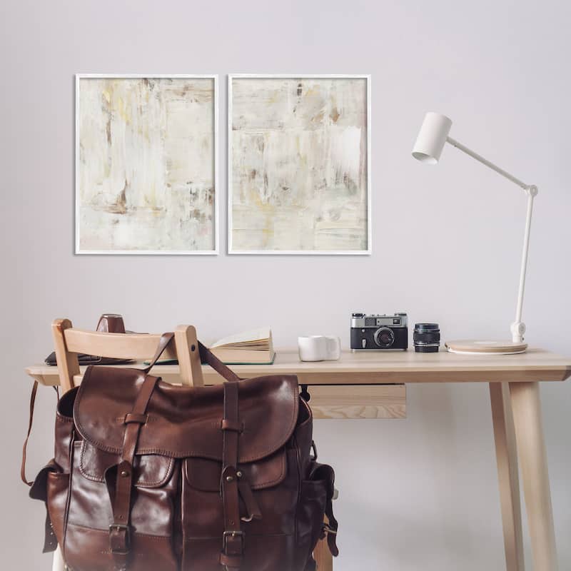 Stupell Contemporary Muted Abstracts Framed Giclee Art Design By Victoria Barnes (Set of 2)