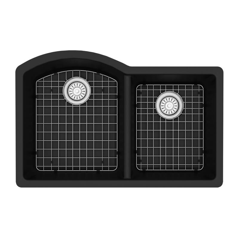 Karran Undermount Quartz 32 in. 60/40 Double Bowl Kitchen Sink Kit