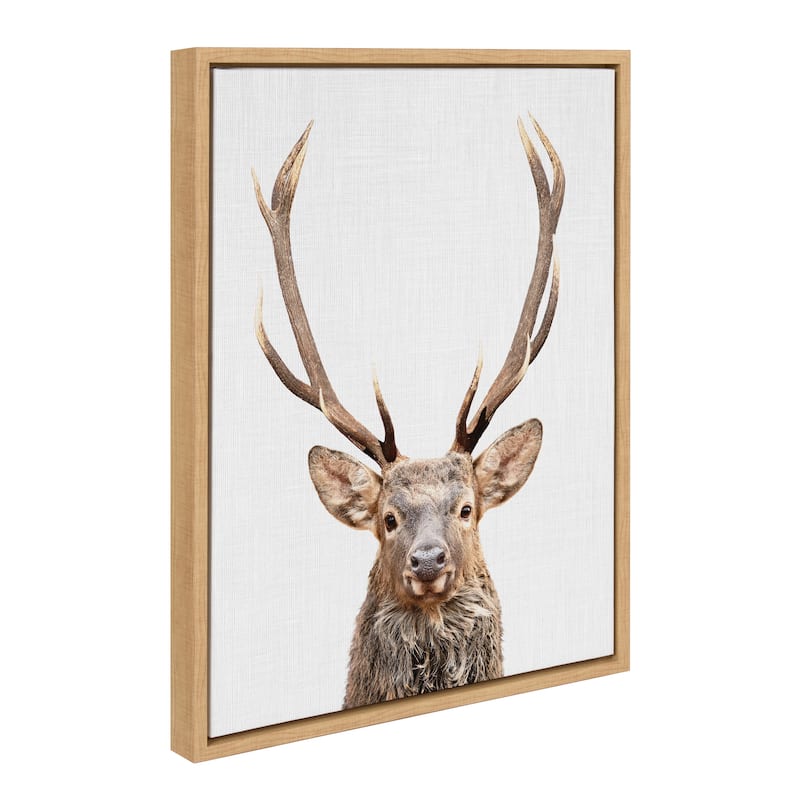 Kate and Laurel Sylvie The Red Deer Color Framed Canvas by Simon Te - 18x24 - Natural