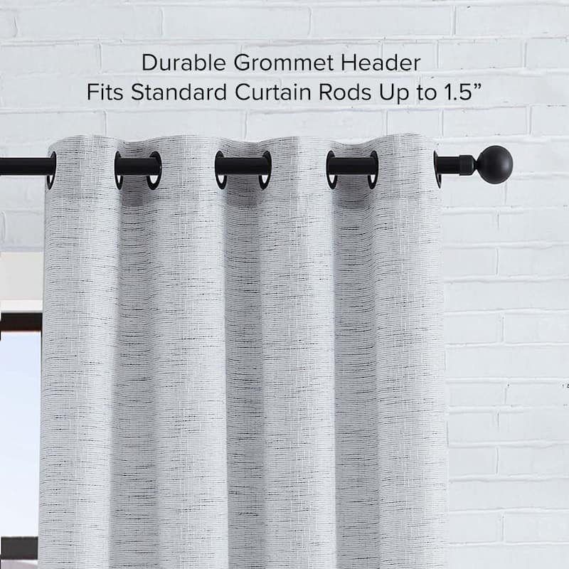 Lucky Brand Sierra Textured Light Filtering 52" x 84" Grommet Window Curtain Panel Pair with Tiebacks, Grey - 104" x 84"