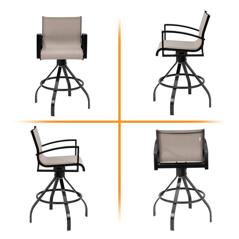 Outdoor Swivel Bar Stools Sunbrella Textilene Aluminum Patio Bar Chairs