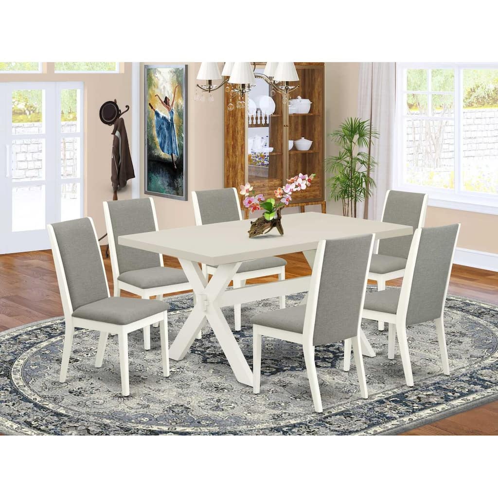 HomeStock 7-Piece Natural Oak Finish Solid Wood Top Dining Table with 6-Chairs